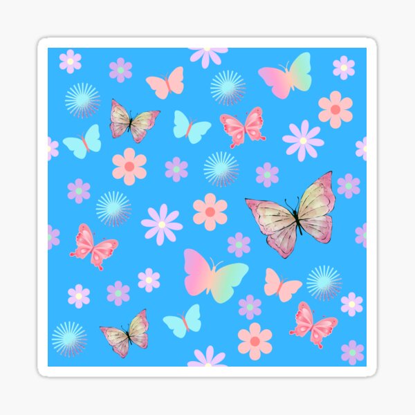 Item preview, BUTTERFLIES AND FLOWERS BLUE BACKGROUND designed and sold by KelliesCorner.