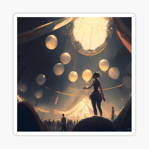 Item preview, Showtime Spectacular: A Vibrant Digital Painting of Circus Performers and Their Colorful Interior designed and sold by oanaunciuleanu.
