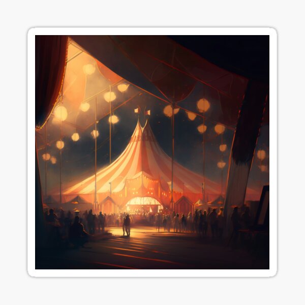 Item preview, Showtime Spectacular: A Vibrant Digital Painting of Circus Performers and Their Colorful Interior designed and sold by oanaunciuleanu.