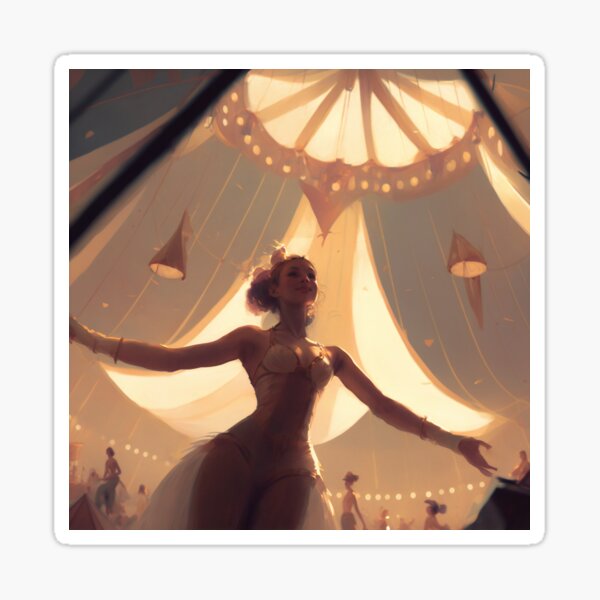 Item preview, Showtime Spectacular: A Vibrant Digital Painting of Circus Performers and Their Colorful Interior designed and sold by oanaunciuleanu.