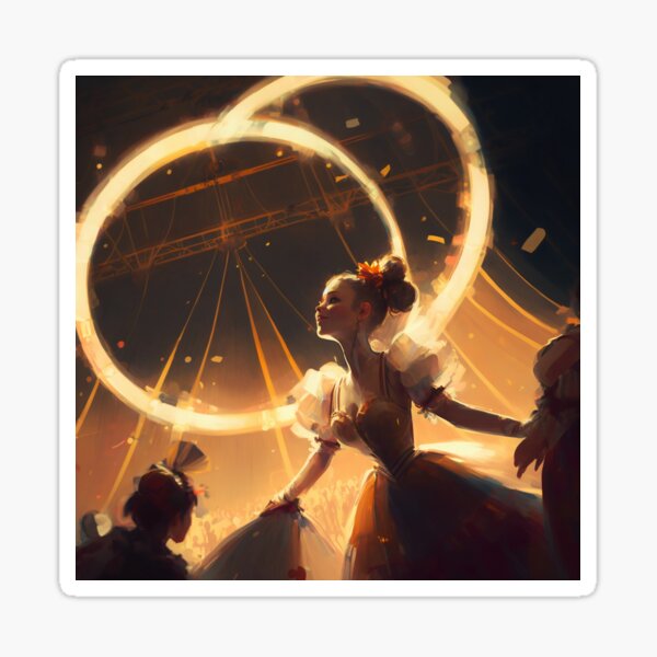 Item preview, Showtime Spectacular: A Vibrant Digital Painting of Circus Performers and Their Colorful Interior designed and sold by oanaunciuleanu.