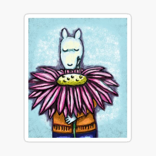 Rover With A Cone Flower Sticker
