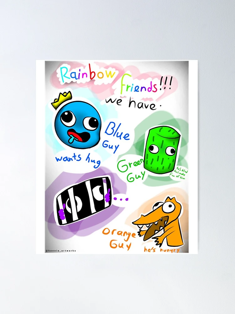 Green, orange and Blue rainbow friends characters  Poster for