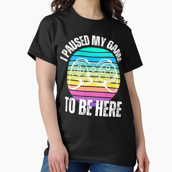 Heren Grafisch T-Shirt – I Paused My Game To Be Here - Gaming – Eco-vriendelijk Grappige Vintage Man Korte Mouw Leuke Print Opdruk Verjaardagscadeau Diep Zwart S