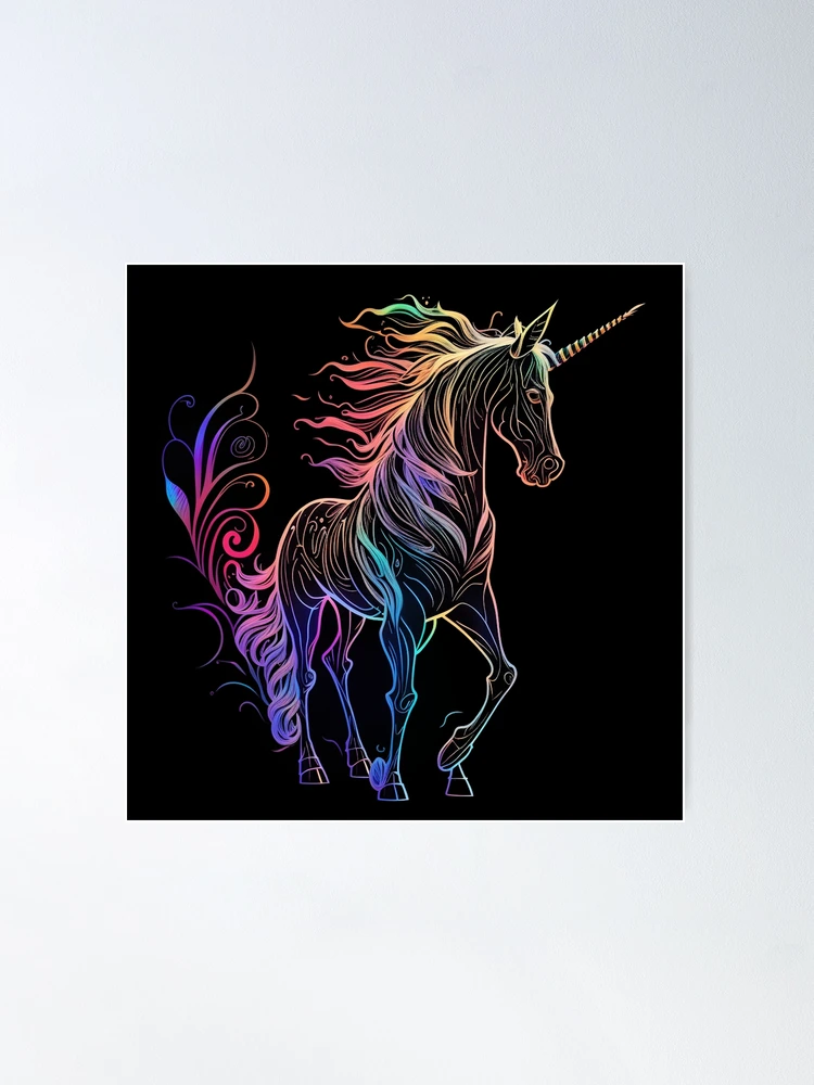 Cute Unicorn, Magic Baby Rainbow Horse surrounded by sparkles and