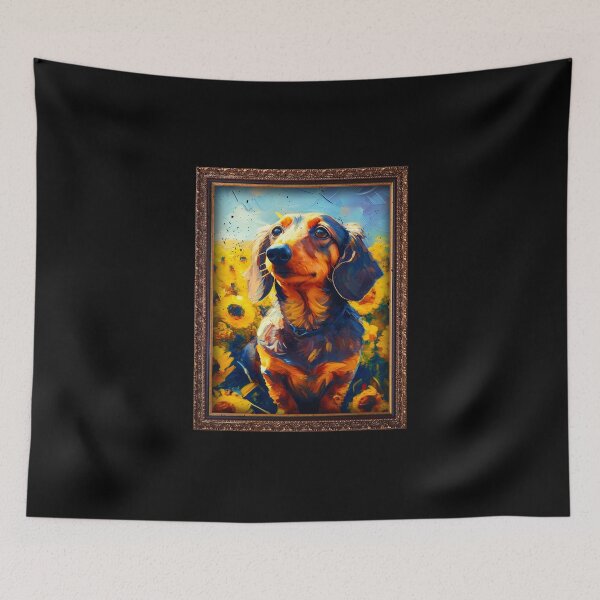 Aperçu de l'œuvre Dachshund Sunflower Painting Adorable Dog créée et vendue par rafaeltto.