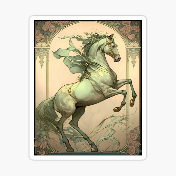 Item preview, Vintage Art Nouveau Alphonse Mucha Inspired Horse Design designed and sold by entwithanaxe.