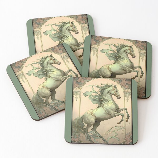 Item preview, Vintage Art Nouveau Alphonse Mucha Inspired Horse Design designed and sold by entwithanaxe.
