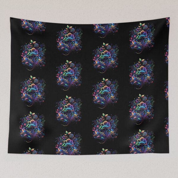 Item preview, A Colorful Paradise with Highly Detailed Flowers in Psychedelic Art designed and sold by digitaldreamHD.
