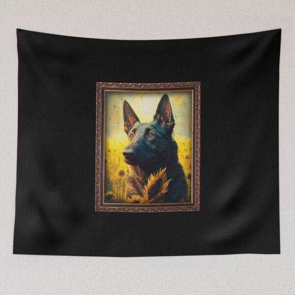 Artikelvorschau, Dutch Shepherd Sunflower Painting Adorable Dog entworfen und verkauft von rafaeltto.