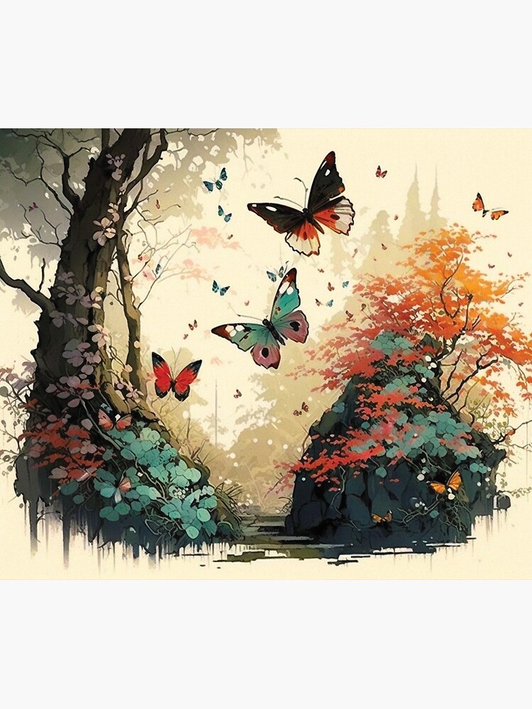 Butterflies Floating Around the Forest Stream | Poster