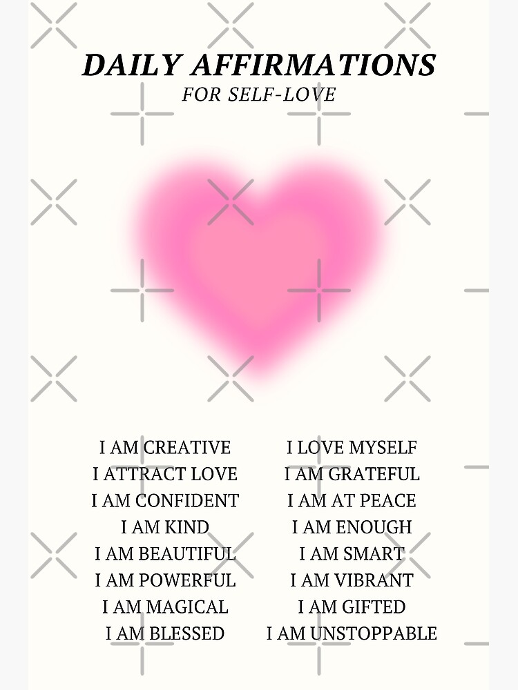 Daily Affirmations For Self Love Pink Aura Energy Poster Premium Matte ...