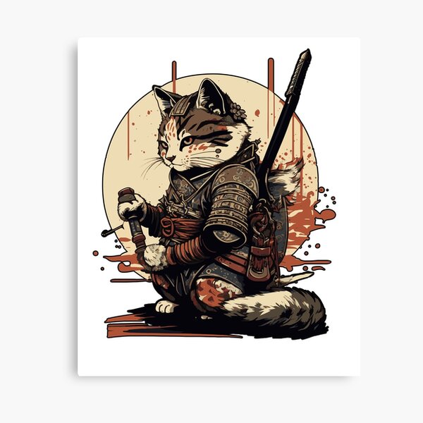 Poster for Sale mit Komplizierte süße Katze in Samurai-Rüstung