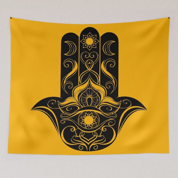 Item preview, Black Contoured Hand Hamsa - Amulet Against the Evil Eye  designed and sold by KOTOdesign.