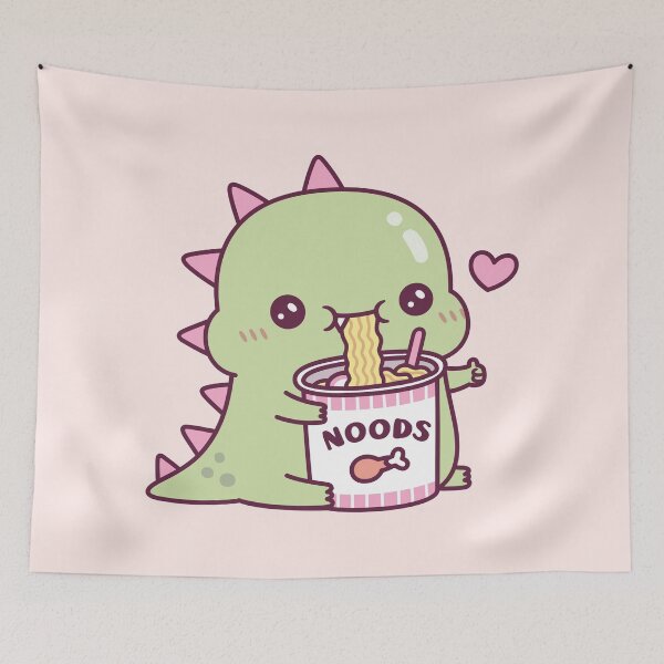 Item preview, Cute Dino Loves Instant Noodles designed and sold by rustydoodle.