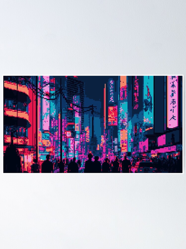 Pixel Art Neon Tokyo Japan