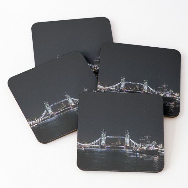 Item preview, Tower Bridge and HMS Belfast at night designed and sold by Aaron Shadbolt.