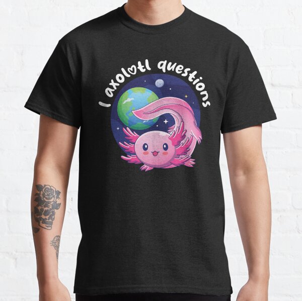 Vista previa del artículo con la obra «Preguntas sobre axolotl - rosa (en colores oscuros)», diseñado y vendido por messy-nessie.