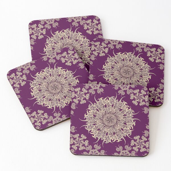 Item preview, Oriental Tattoo Mandala - gold on magenta designed and sold by pearlposition.