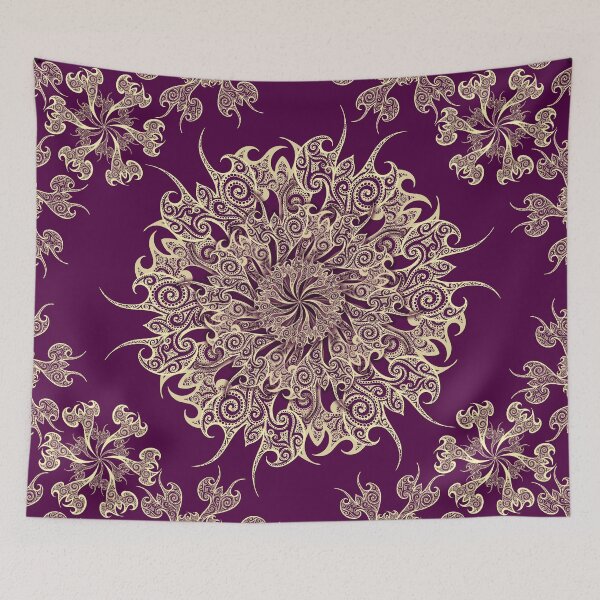 Item preview, Oriental Tattoo Mandala - gold on magenta designed and sold by pearlposition.