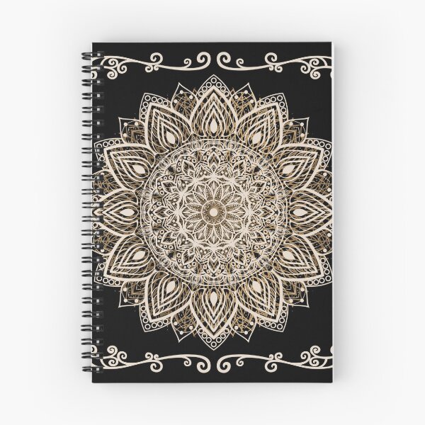 Item preview, Black and Golden Beige Luxury Mandala Floral Pattern designed and sold by SoccaTamam.
