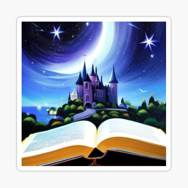 Magical castle and a book Sticker for Sale by IviBlack