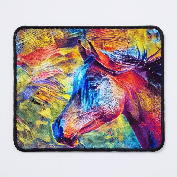Item preview, Portrait of a thoroughbred horse – colorful thick oil paint designed and sold by NickoPrints.