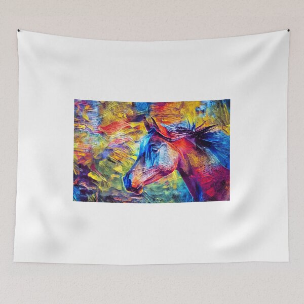 Item preview, Portrait of a thoroughbred horse – colorful thick oil paint designed and sold by NickoPrints.