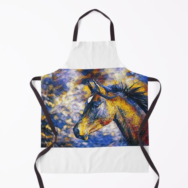 Item preview, Portrait of a thoroughbred horse in blue, white and orange designed and sold by NickoPrints.