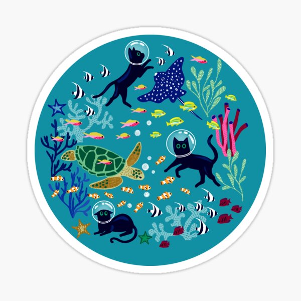 Vista previa del artículo con la obra «Exploración felina del fondo marino», diseñado y vendido por TigaTiga.