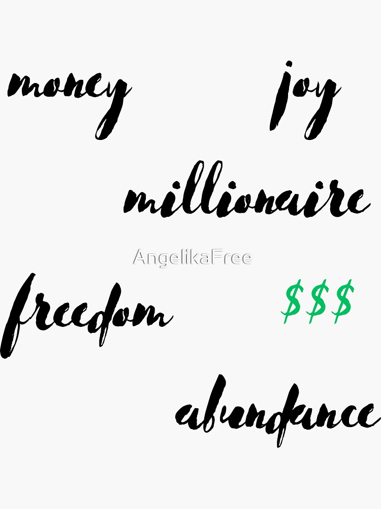 MONEY vision board stickers: € millionaire Sticker for Sale by  AngelikaFree