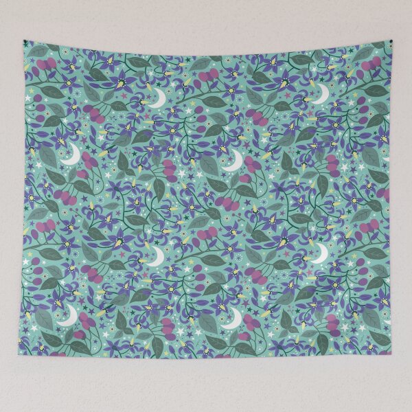 Item preview, Bittersweet Nightshade - Sky blue and Pink - floral pattern of this poisonous plant - Cecca Designs designed and sold by Cecca-Designs.