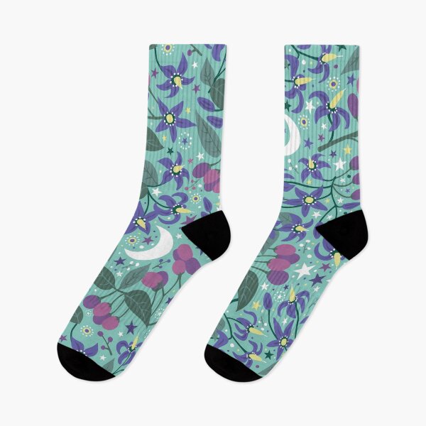 Item preview, Bittersweet Nightshade - Sky blue and Pink - floral pattern of this poisonous plant - Cecca Designs designed and sold by Cecca-Designs.