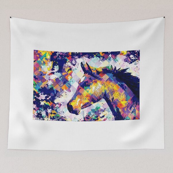 Item preview, Portrait of a thoroughbred horse - colorful pop art effect designed and sold by NickoPrints.