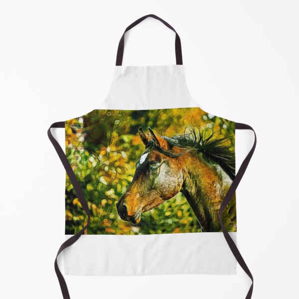 Item preview, Colorful portrait of a thoroughbred horse in brown and green designed and sold by NickoPrints.