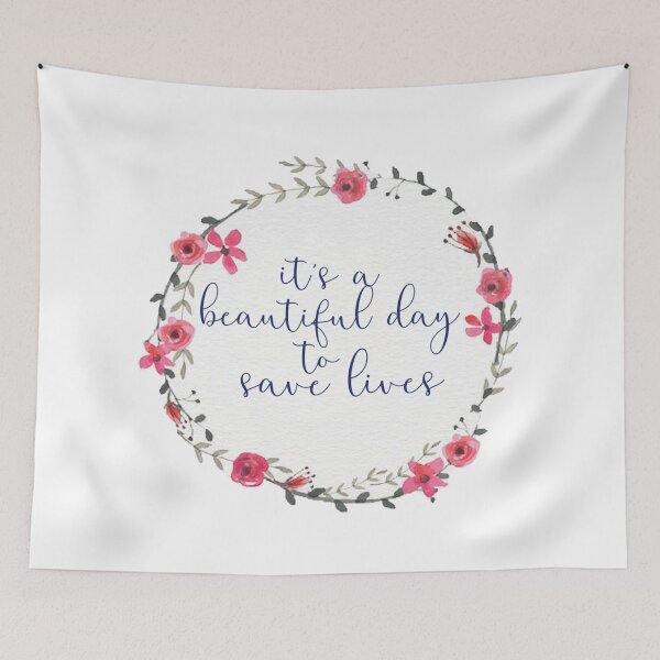 Item preview, Its a Beautiful Day to Save Lives Floral Wreath designed and sold by annmariestowe.