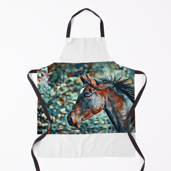 Item preview, Colorful portrait of a thoroughbred horse in cyan and brown designed and sold by NickoPrints.
