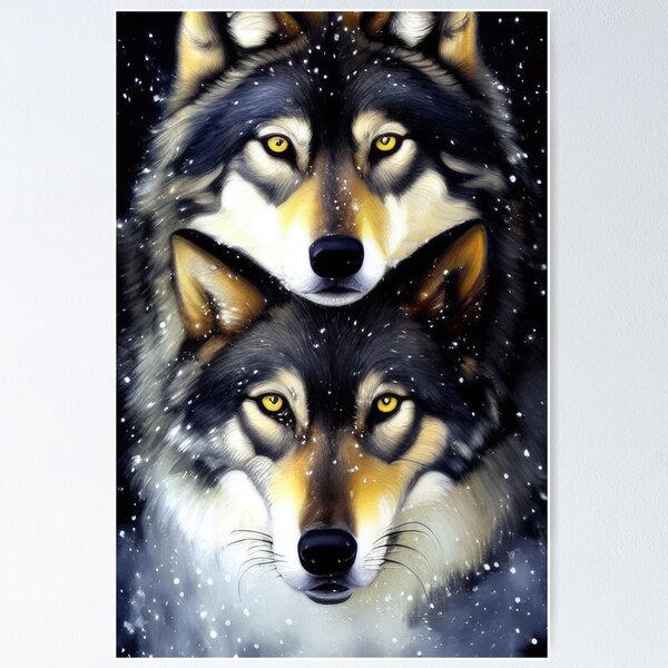 Item preview, Wild Wolf Snowy Portrait - Wildlife Art Painting of a Wolf, the Alpha Predator designed and sold by gabpod.