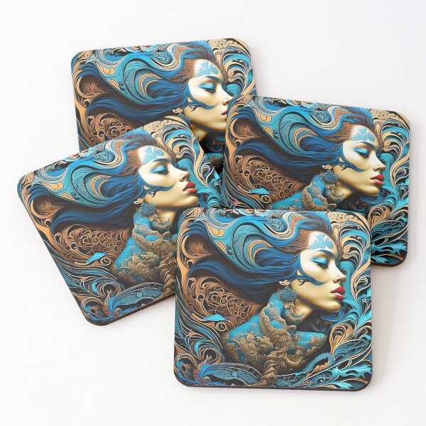 Item preview, Electric Blue Floral Paint Woman designed and sold by CanvasCult.
