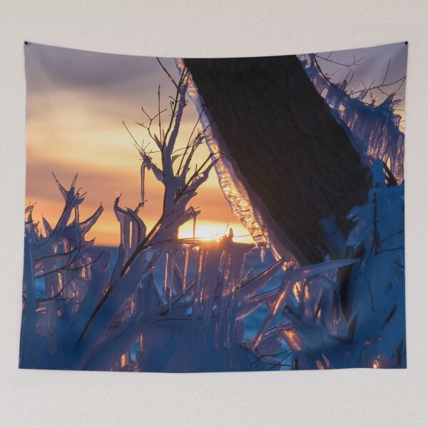 Item preview, Lakefront Sunrise with Sapphire Blue Icicles designed and sold by Georgia Mizuleva.