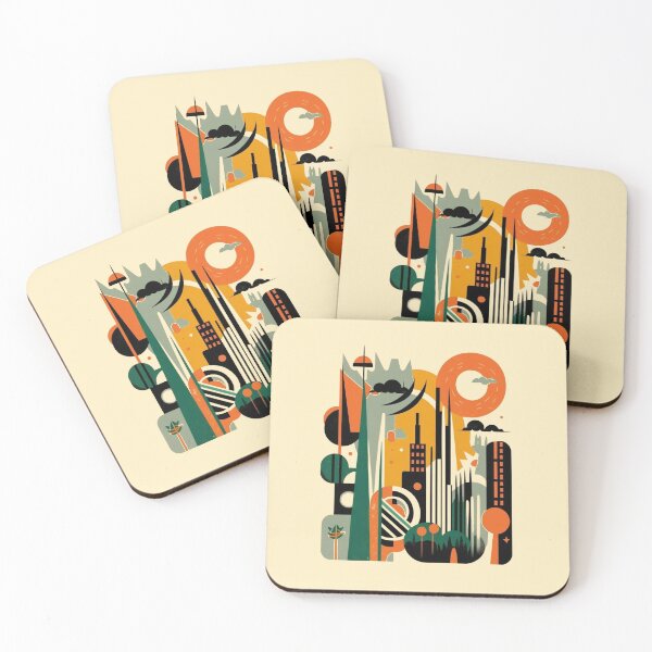 Item preview, Imaginary city in a mid century modern style designed and sold by brytfanna.