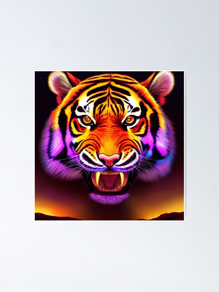 Colorful mystical tiger Poster for Sale by kispixart