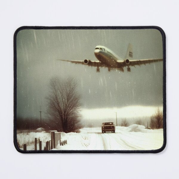 Item preview, Vintage Jet Airplane Landing in Snowfall, AI Generated designed and sold by AirbornePrints.