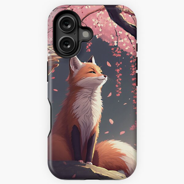 Item preview, Fox and the Sakura blooming, anime style designed and sold by EmeraldeaArt.