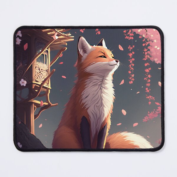 Item preview, Fox and the Sakura blooming, anime style designed and sold by EmeraldeaArt.