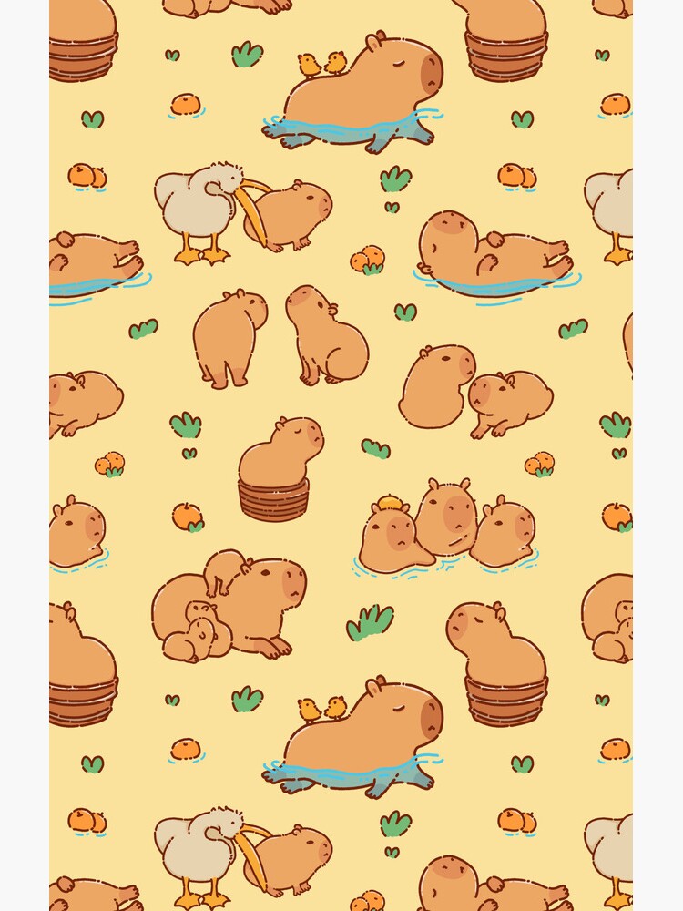 Cute capybara art, illustration seamless pattern Kids T-Shirt for Sale by  manydoodles