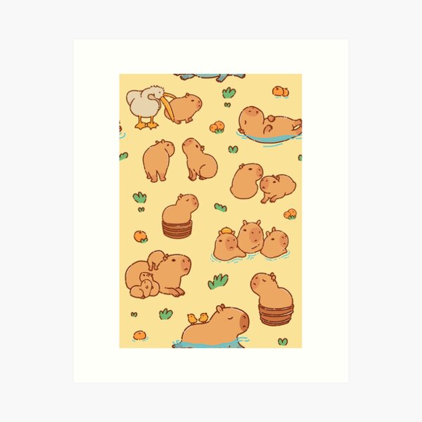 Cute capybara art, illustration seamless pattern Kids T-Shirt for