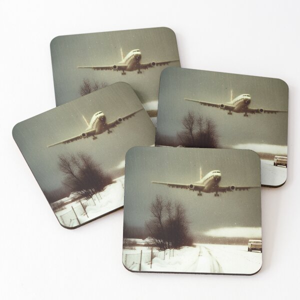 Item preview, Vintage Jet Airplane Landing in Snowfall, AI Generated designed and sold by AirbornePrints.