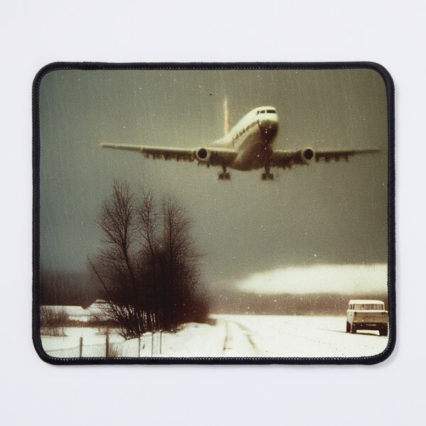 Item preview, Vintage Jet Airplane Landing in Snowfall, AI Generated designed and sold by AirbornePrints.