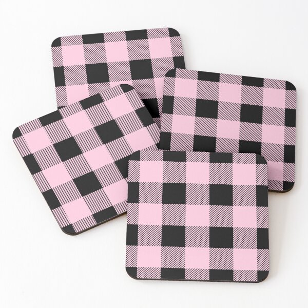 Item preview, Pastel Pink and Black Buffalo Plaid Pattern designed and sold by starrylite.
